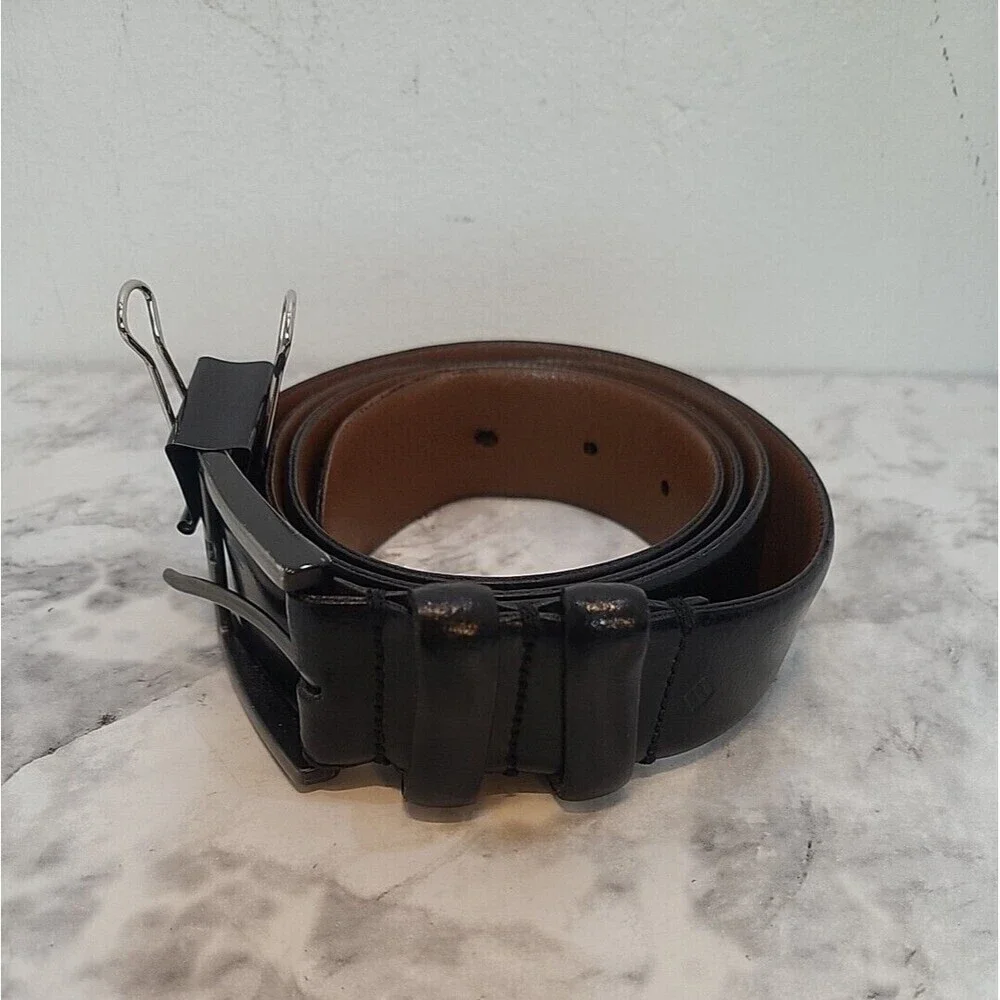 Joseph Abboud Black Genuine Leather Dress Belt Italy Men's Size 45" - Picture 2 of 8